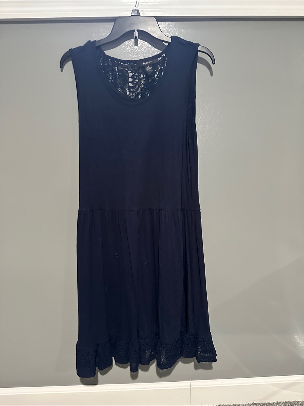 Style & Co. Navy Crochet Back Tank Top